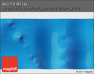 Physical 3D Map of the Area around 46° 9' 26" S, 29° 49' 30" E
