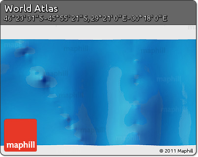 Physical 3D Map of the Area around 46° 9' 26" S, 29° 49' 30" E