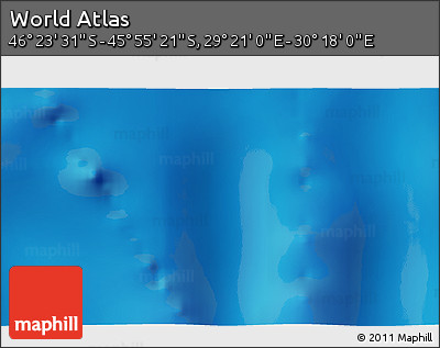 Shaded Relief 3D Map of the Area around 46° 9' 26" S, 29° 49' 30" E