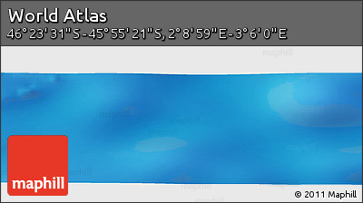 Physical Panoramic Map of the Area around 46° 9' 26" S, 2° 37' 30" E