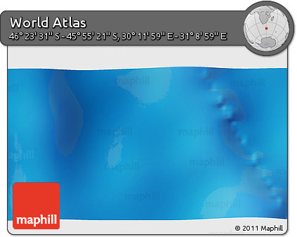 Physical 3D Map of the Area around 46° 9' 26" S, 30° 40' 29" E