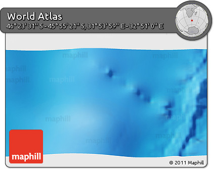Shaded Relief 3D Map of the Area around 46° 9' 26" S, 32° 22' 30" E
