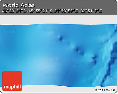 Shaded Relief 3D Map of the Area around 46° 9' 26" S, 32° 22' 30" E