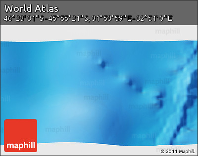 Shaded Relief 3D Map of the Area around 46° 9' 26" S, 32° 22' 30" E