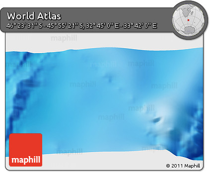 Physical 3D Map of the Area around 46° 9' 26" S, 33° 13' 30" E
