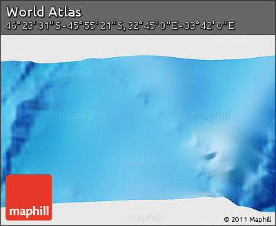Physical 3D Map of the Area around 46° 9' 26" S, 33° 13' 30" E