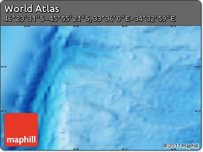 Physical Map of the Area around 46° 9' 26" S, 34° 4' 30" E