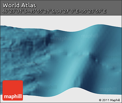 Satellite 3D Map of the Area around 46° 9' 26" S, 34° 55' 29" E