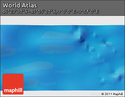 Physical 3D Map of the Area around 46° 9' 26" S, 3° 28' 30" E