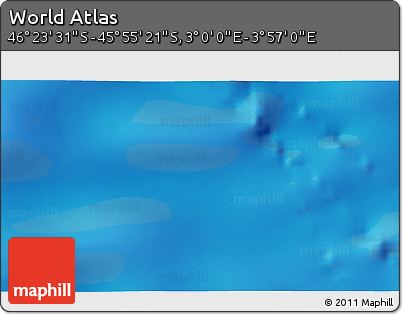 Physical 3D Map of the Area around 46° 9' 26" S, 3° 28' 30" E