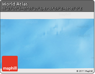 Physical 3D Map of the Area around 46° 9' 26" S, 44° 16' 29" E