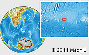 Physical Location Map of the area around 46° 9' 26" S, 44° 16' 29" E