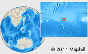 Shaded Relief Location Map of the area around 46° 9' 26" S, 44° 16' 29" E