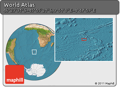 Satellite Location Map of the Area around 46° 9' 26" S, 4° 19' 30" E