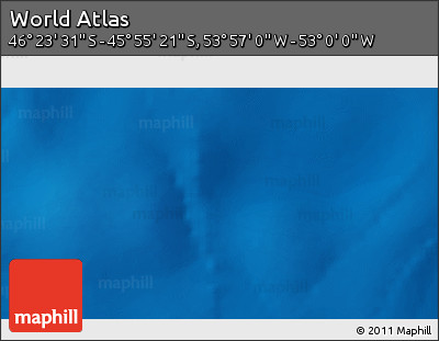Physical 3D Map of the Area around 46° 9' 26" S, 53° 28' 30" W