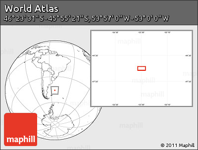 Blank Location Map of the Area around 46° 9' 26" S, 53° 28' 30" W
