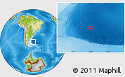 Physical Location Map of the area around 46° 9' 26" S, 53° 28' 30" W