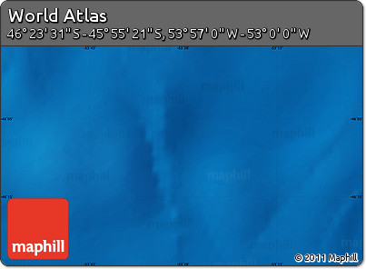 Physical Map of the Area around 46° 9' 26" S, 53° 28' 30" W