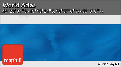 Physical Panoramic Map of the Area around 46° 9' 26" S, 53° 28' 30" W