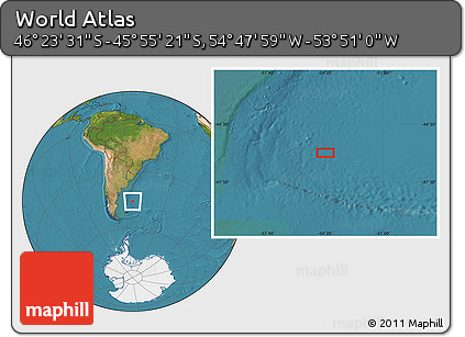 Satellite Location Map of the Area around 46° 9' 26" S, 54° 19' 30" W