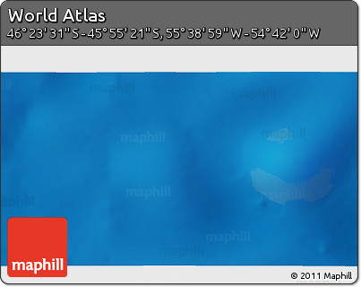 Shaded Relief 3D Map of the Area around 46° 9' 26" S, 55° 10' 29" W