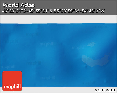 Shaded Relief 3D Map of the Area around 46° 9' 26" S, 55° 10' 29" W