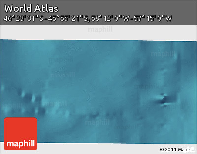 Satellite 3D Map of the Area around 46° 9' 26" S, 57° 43' 30" W