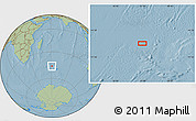 Savanna Style Location Map of the area around 46° 9' 26" S, 61° 16' 29" E, hill shading