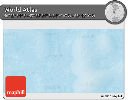Physical 3D Map of the Area around 46° 9' 26" S, 63° 40' 30" W