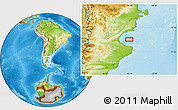Physical Location Map of the area around 46° 9' 26" S, 66° 13' 29" W
