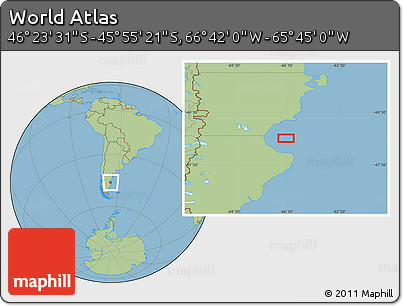 Savanna Style Location Map of the Area around 46° 9' 26" S, 66° 13' 29" W