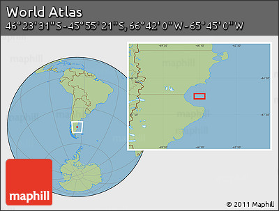 Savanna Style Location Map of the Area around 46° 9' 26" S, 66° 13' 29" W