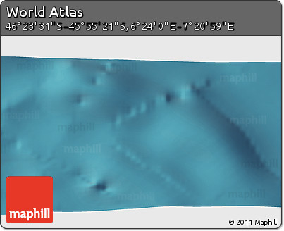 Satellite 3D Map of the Area around 46° 9' 26" S, 6° 52' 30" E