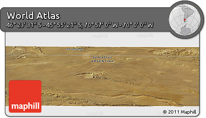 Satellite Panoramic Map of the Area around 46° 9' 26" S, 70° 28' 29" W