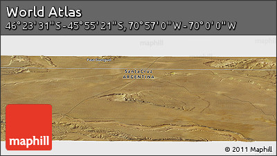 Satellite Panoramic Map of the Area around 46° 9' 26" S, 70° 28' 29" W