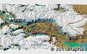 Satellite 3D Map of the area around 46° 9' 26" S, 72° 10' 30" W