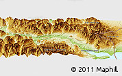 Physical Panoramic Map of the area around 46° 9' 26" S, 72° 10' 30" W