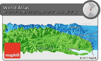 Political Panoramic Map of the Area around 46° 9' 26" S, 72° 10' 30" W