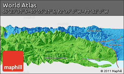 Political Panoramic Map of the Area around 46° 9' 26" S, 72° 10' 30" W