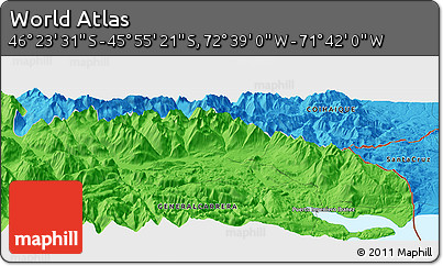 Political Panoramic Map of the Area around 46° 9' 26" S, 72° 10' 30" W