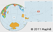 Political Location Map of the area around 46° 9' 26" S, 74° 52' 30" E
