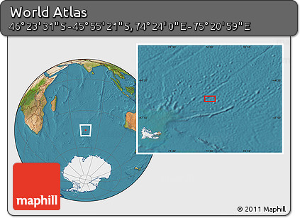 Satellite Location Map of the Area around 46° 9' 26" S, 74° 52' 30" E