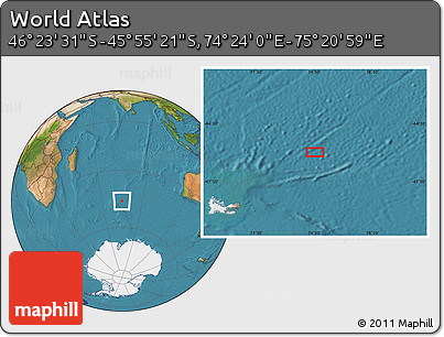 Satellite Location Map of the Area around 46° 9' 26" S, 74° 52' 30" E