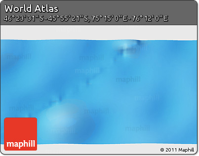 Physical 3D Map of the Area around 46° 9' 26" S, 75° 43' 29" E