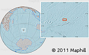 Gray Location Map of the area around 46° 9' 26" S, 75° 43' 29" E, hill shading