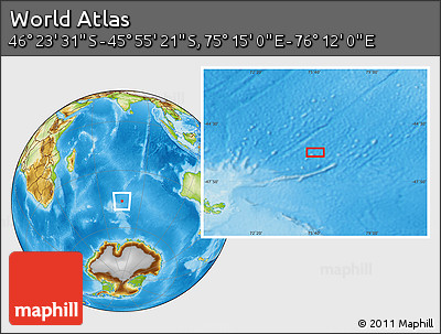 Physical Location Map of the Area around 46° 9' 26" S, 75° 43' 29" E