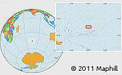 Political Location Map of the area around 46° 9' 26" S, 75° 43' 29" E