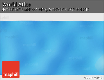 Shaded Relief 3D Map of the Area around 46° 9' 26" S, 76° 34' 29" E