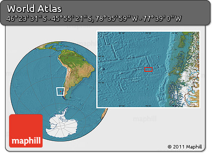 Satellite Location Map of the Area around 46° 9' 26" S, 78° 7' 30" W