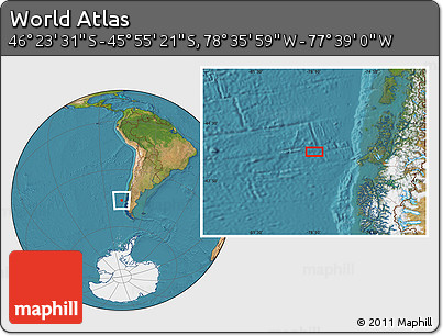 Satellite Location Map of the Area around 46° 9' 26" S, 78° 7' 30" W